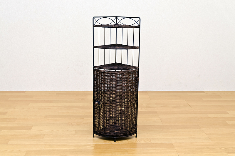 コーナーラック 扉付き 3段 棚 角 部屋 隅 トイレラック 収納棚