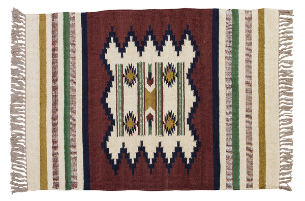 ラグ キリム柄 インド綿 130×90cm 長方形 ラグマット カーペット 絨毯