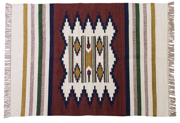 ラグ キリム柄 インド綿 130×190cm ラグマット カーペット 絨毯 長方形 ネイティブ 民族柄 おしゃれ アメリカン カジュアル おしゃれ  インテリア 玄関 リビング