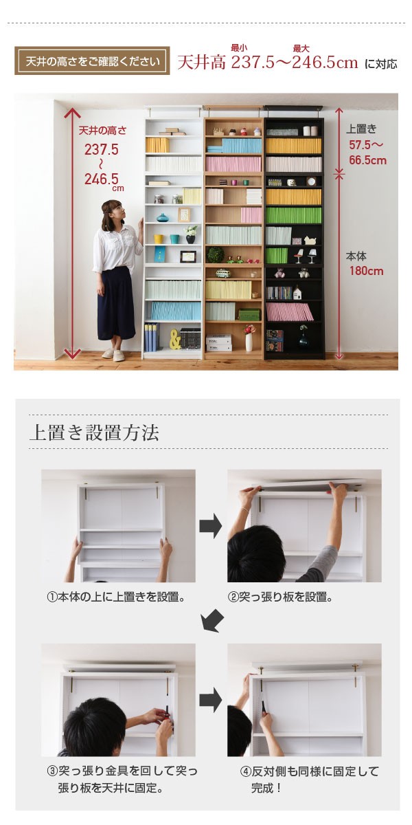 JK-PLAN（ジェイケイ・プラン） 上置き棚 上置き つっぱり 本棚専用 棚