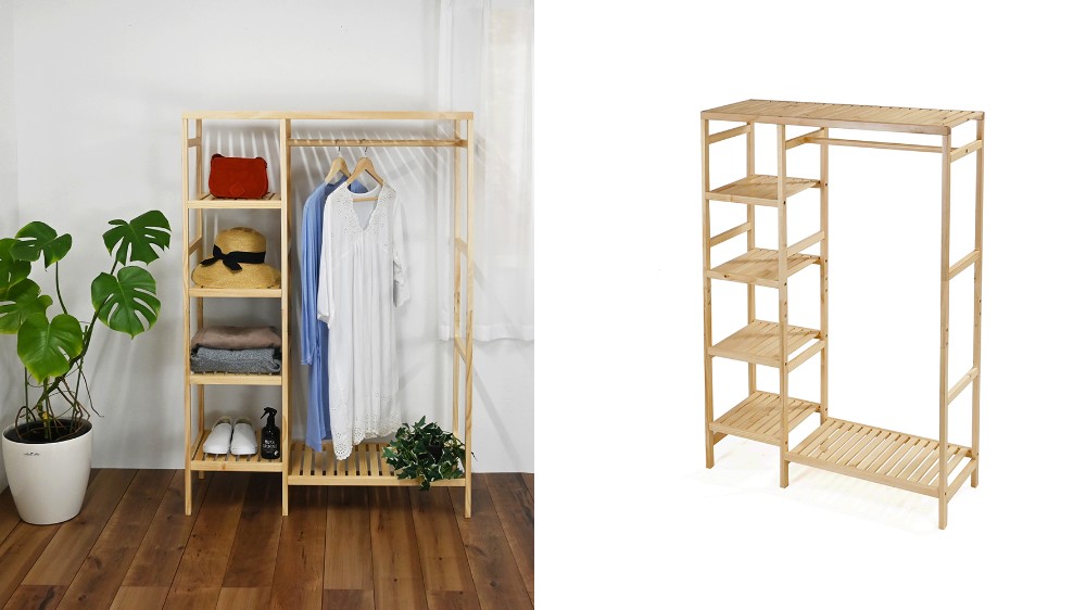 フクダクラフト 木製ハンガーマルチラック HRーG9614T NA ハンガー