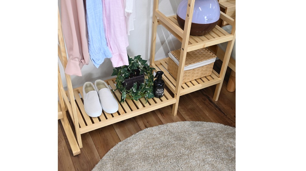 フクダクラフト 木製ハンガーマルチラック HRーG9614T NA ハンガー