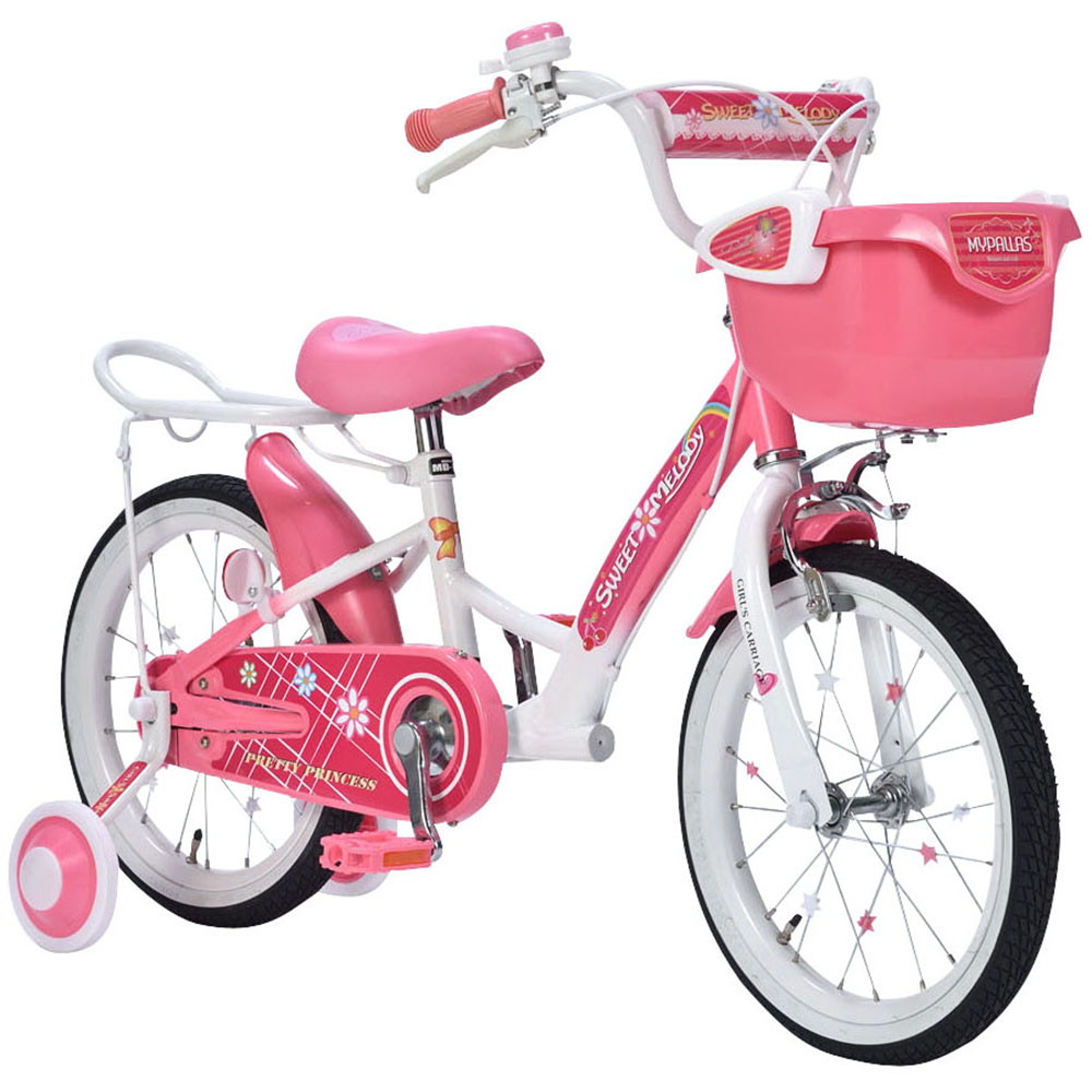 子供用自転車16 補助輪付 女の子用 MD-12 4色 ラベンダー/アプリコット/ピンク/ブラック こども 自転車 キッズバイク 16インチ かわいい｜usamart｜02