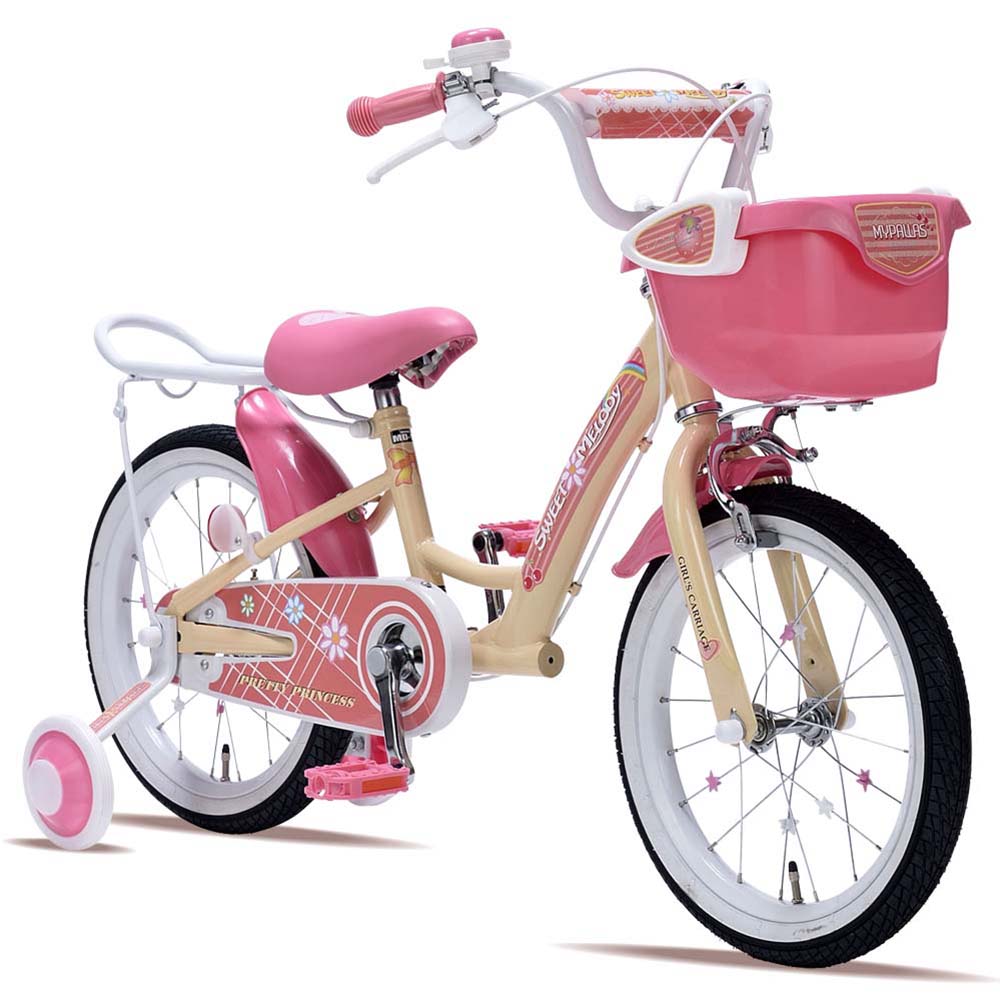 子供用自転車16 補助輪付 女の子用 MD-12 4色 ラベンダー/アプリコット/ピンク/ブラック こども 自転車 キッズバイク 16インチ かわいい｜usamart｜05