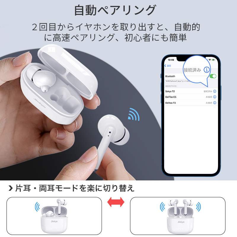 Bluetooth イヤホン ワイヤレスイヤホン HiFi高音質 12時間 3Dサラウンド Bluetooth5.2 ブルートゥース イヤホン  自動ペアリング 軽量 : a1sakt2ly : Usamdirect - 通販 - Yahoo!ショッピング