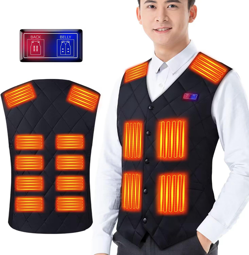 バッテリー付」 電熱ベスト 16枚発熱ヒーター USB給電式 加熱ベスト