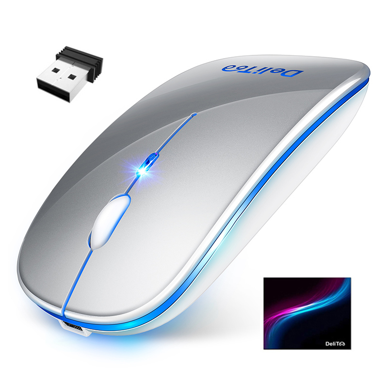 ワイヤレスマウス マウス ワイヤレス 充電式 静音 7色ライ付 無線 薄型 