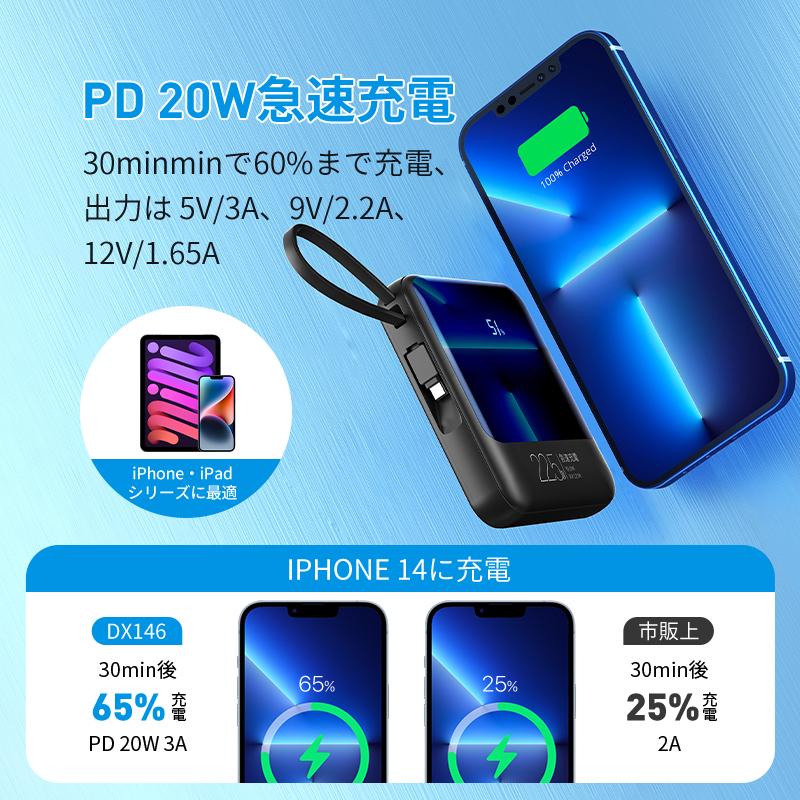 DeliToo 「クーポンで1974円」モバイルバッテリー 軽量 小型
