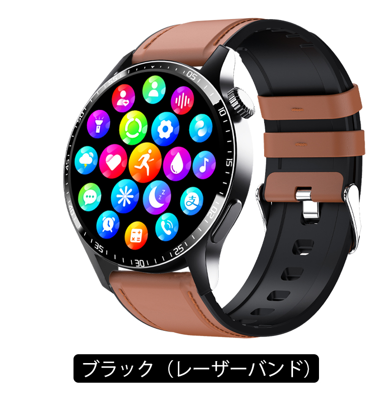 スマートウォッチ 心電図 日本製センサー 通話機能 血圧 血中酸素 心拍数 体温 測定 睡眠 24時間 メンズ レディース 大画面 高精度 測定 カメラ制御 歩数計の画像