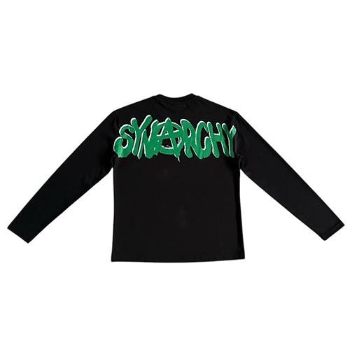 【正規品ストラップ付き】ロンT ブラック Lサイズ(SYNA WORLD) SYNA WORLD SYNARCHY LONGSLEEVE TEE ロンT【BLACK x GREEN