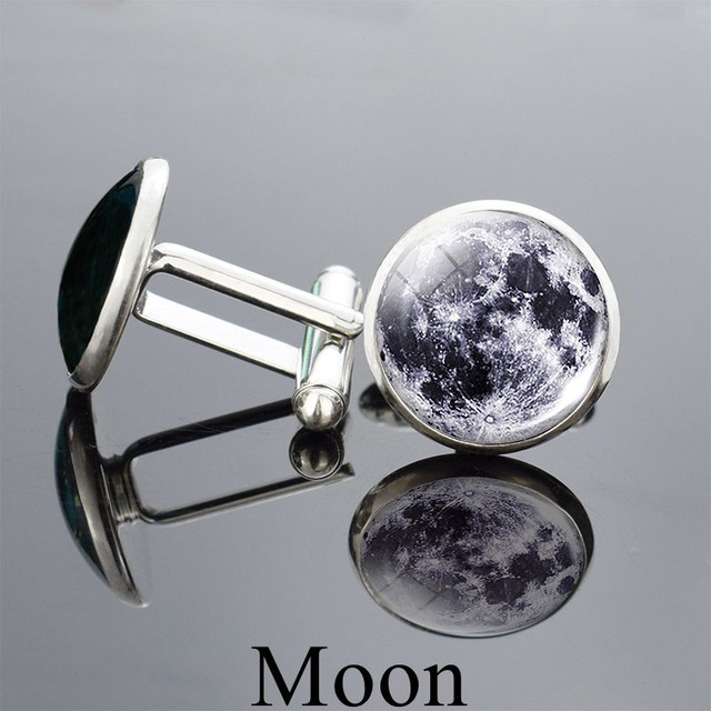 太陽系 カフス 宇宙 地球 太陽 月 ケース付き カフリンクス : BELL