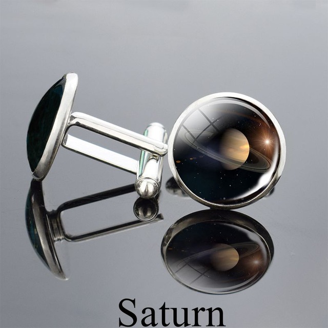 太陽系 カフス 宇宙 地球 太陽 月 ケース付き カフリンクス : BELL