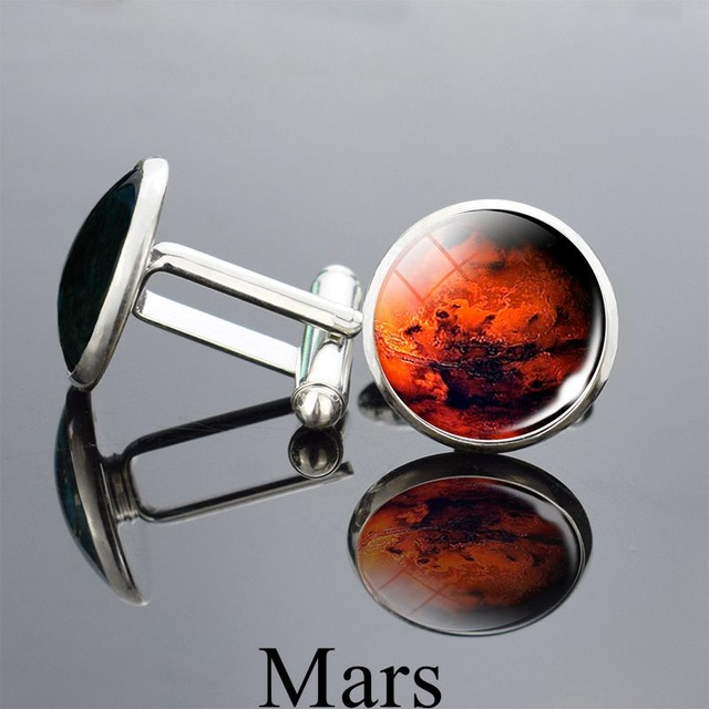 太陽系 カフス 宇宙 地球 太陽 月 ケース付き カフリンクス : BELL