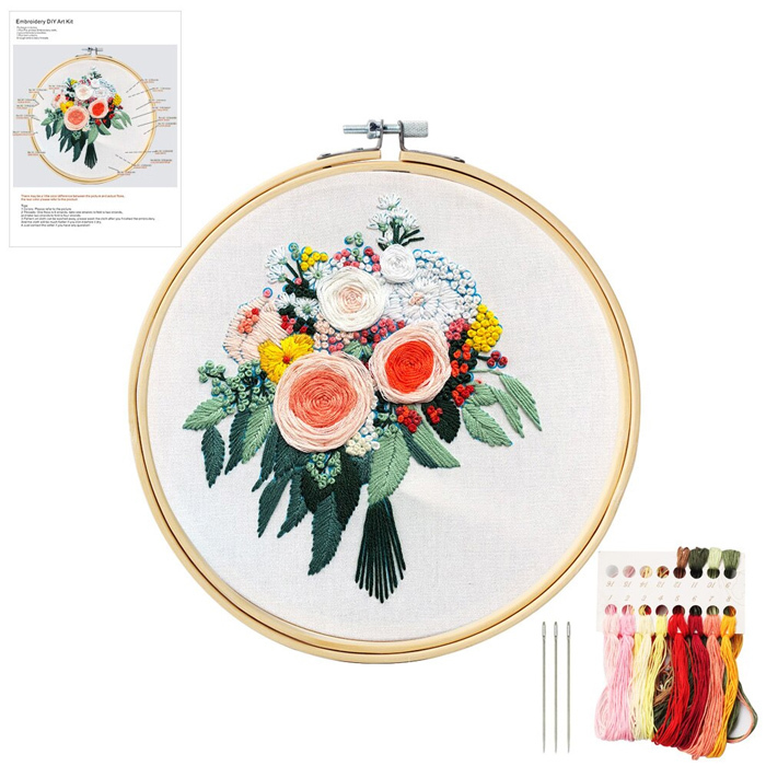 コットン クロスステッチ 刺繍キット 刺繍糸 針 刺繍セット 花柄
