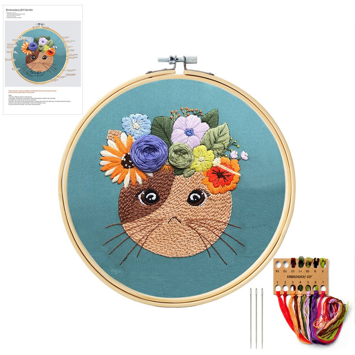 コットン クロスステッチ 刺繍キット 刺繍糸 針 刺繍セット 花柄