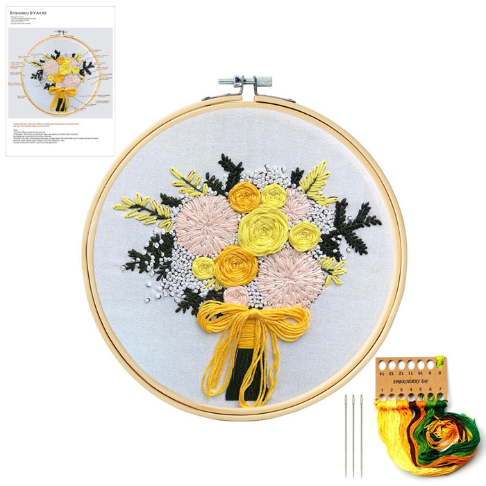 コットン クロスステッチ 刺繍キット 刺繍糸 針 刺繍セット 花柄