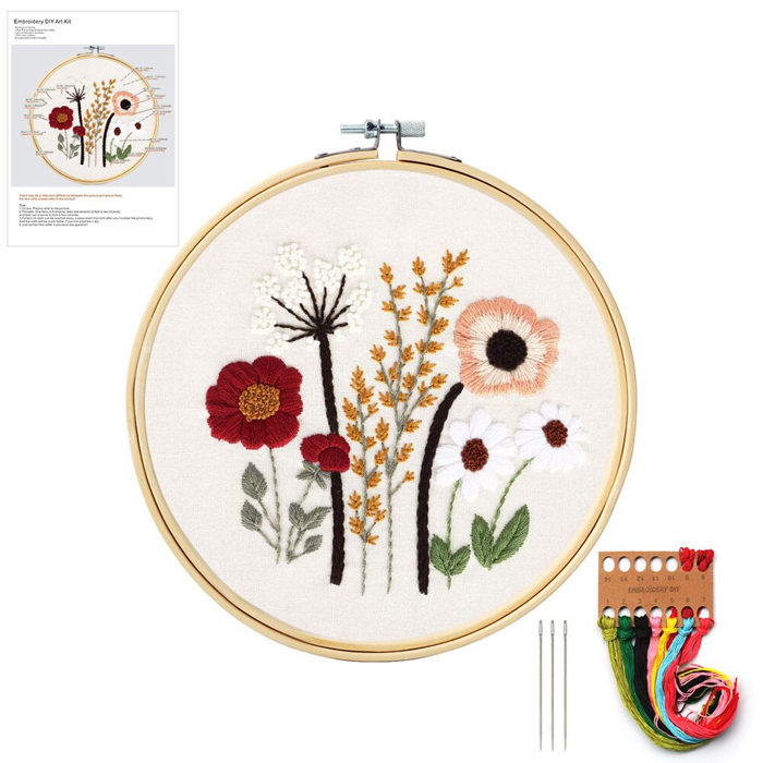 コットン クロスステッチ 刺繍キット 刺繍糸 針 刺繍セット 花柄