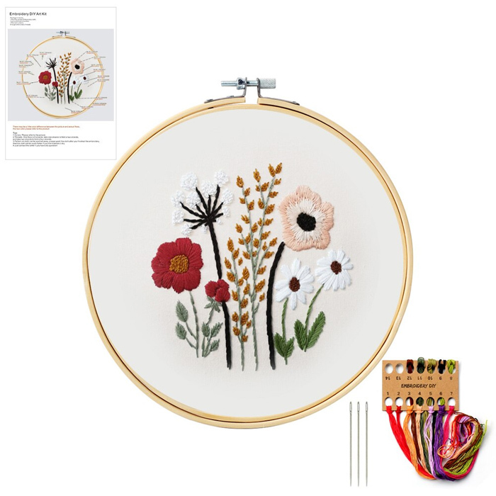 コットン クロスステッチ 刺繍キット 刺繍糸 針 刺繍セット 花柄