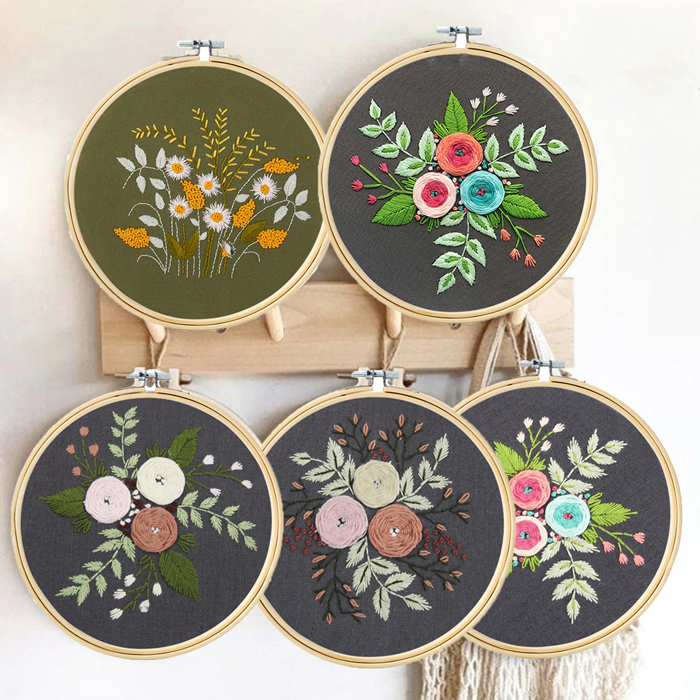 コットン クロスステッチ 刺繍キット 刺繍糸 針 刺繍セット 花柄