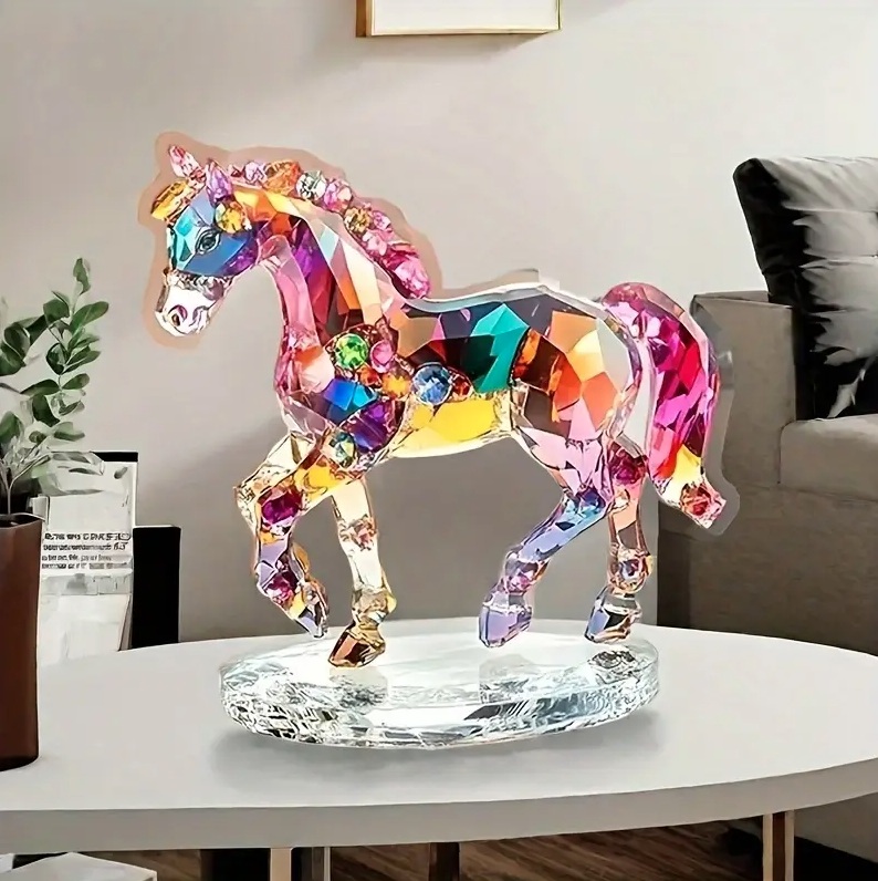 2D フラット アクリルスタンド 馬 宝石 置物 インテリア 小物 ユニーク