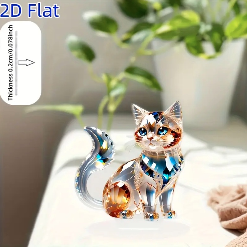2D フラット アクリルスタンド 猫 ネコ 宝石 置物 インテリア 小物