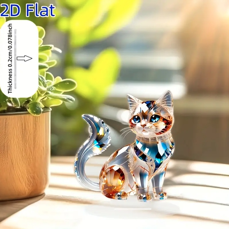 2D フラット アクリルスタンド 猫 ネコ 宝石 置物 インテリア 小物