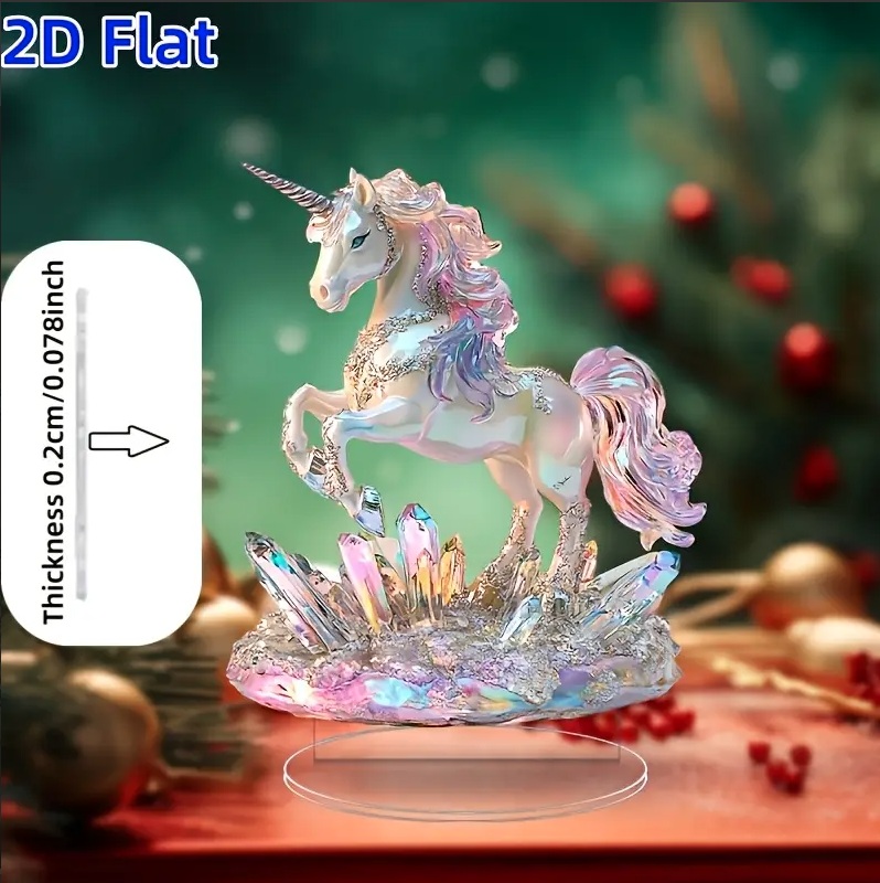 2D フラット アクリルスタンド ユニコーン 宝石 置物 インテリア 小物