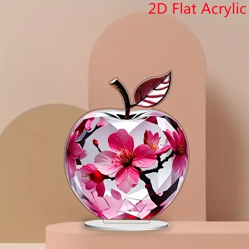 2D フラット アクリルスタンド リンゴ 桜 宝石プリント 置物