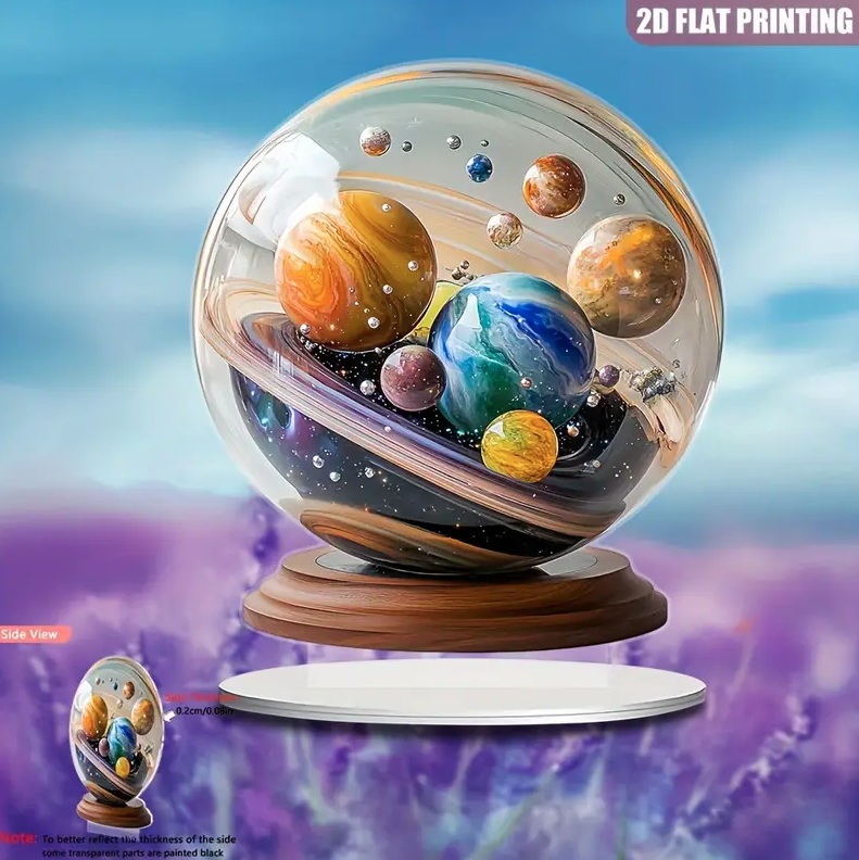 2D フラット アクリルスタンド 惑星 太陽系 プリント 置物 インテリア