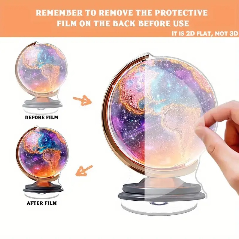 2D フラット アクリルスタンド 回転 地球儀 プリント 置物 インテリア