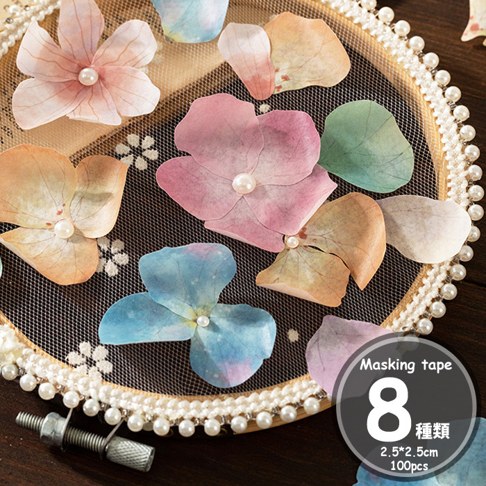 100枚 マスキングテープ プリント 花びら 花 かわいい キュート