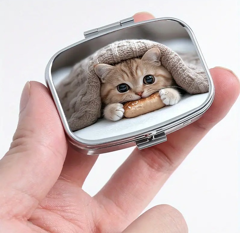 【現品限り】バラとじゃれねこチャン小物入　ピルケース ピルケース ネコ 猫 ピルボックス 携帯 アクセサリーケース マルチ