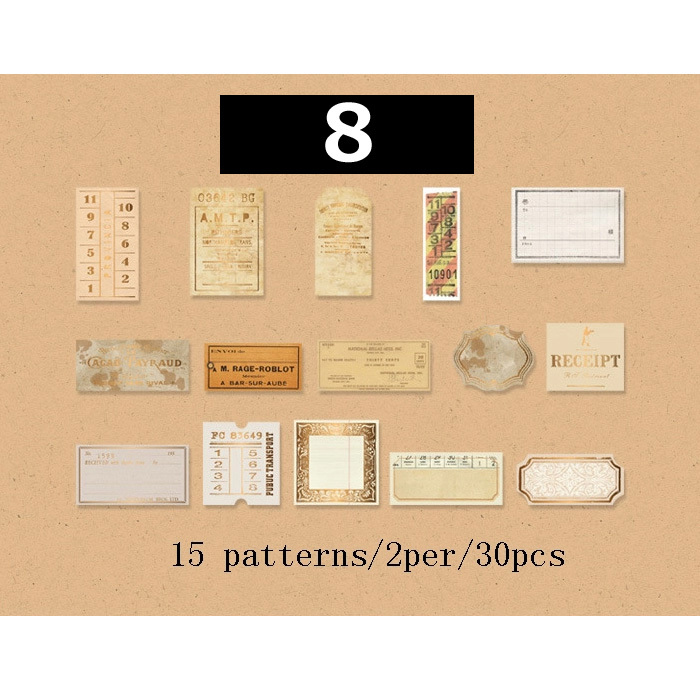 30枚 シール ラベル ビンテージ デコステッカー アンティーク調