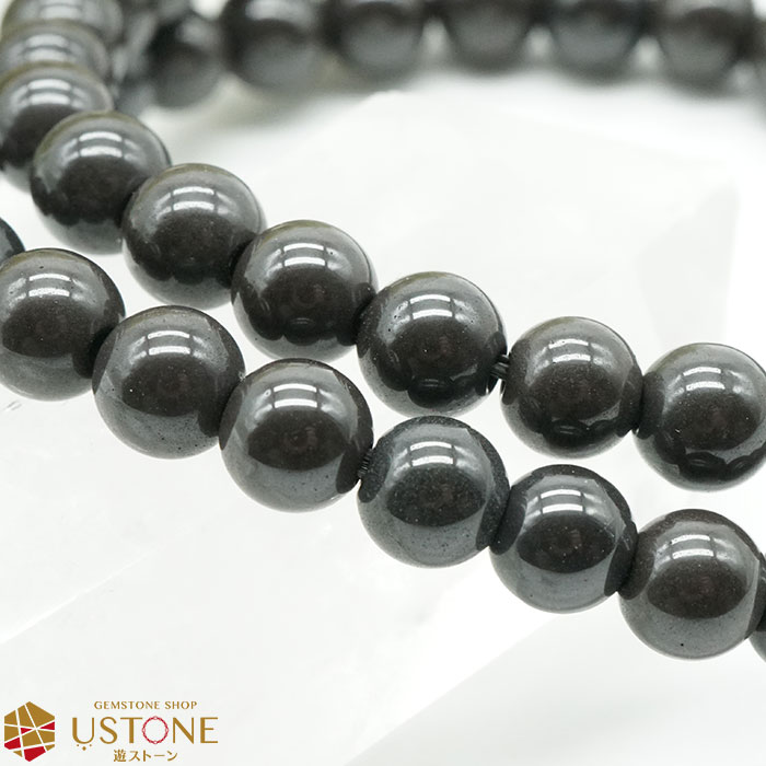 北投石 6mm ブレスレット ブラックカラー 鑑別書付き 天然石