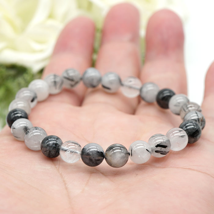 ブラックルチル ブレスレット ブラックトルマリン イン クォーツ 8mm