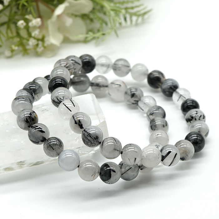 ブラックルチル ブレスレット ブラックトルマリン イン クォーツ 8mm