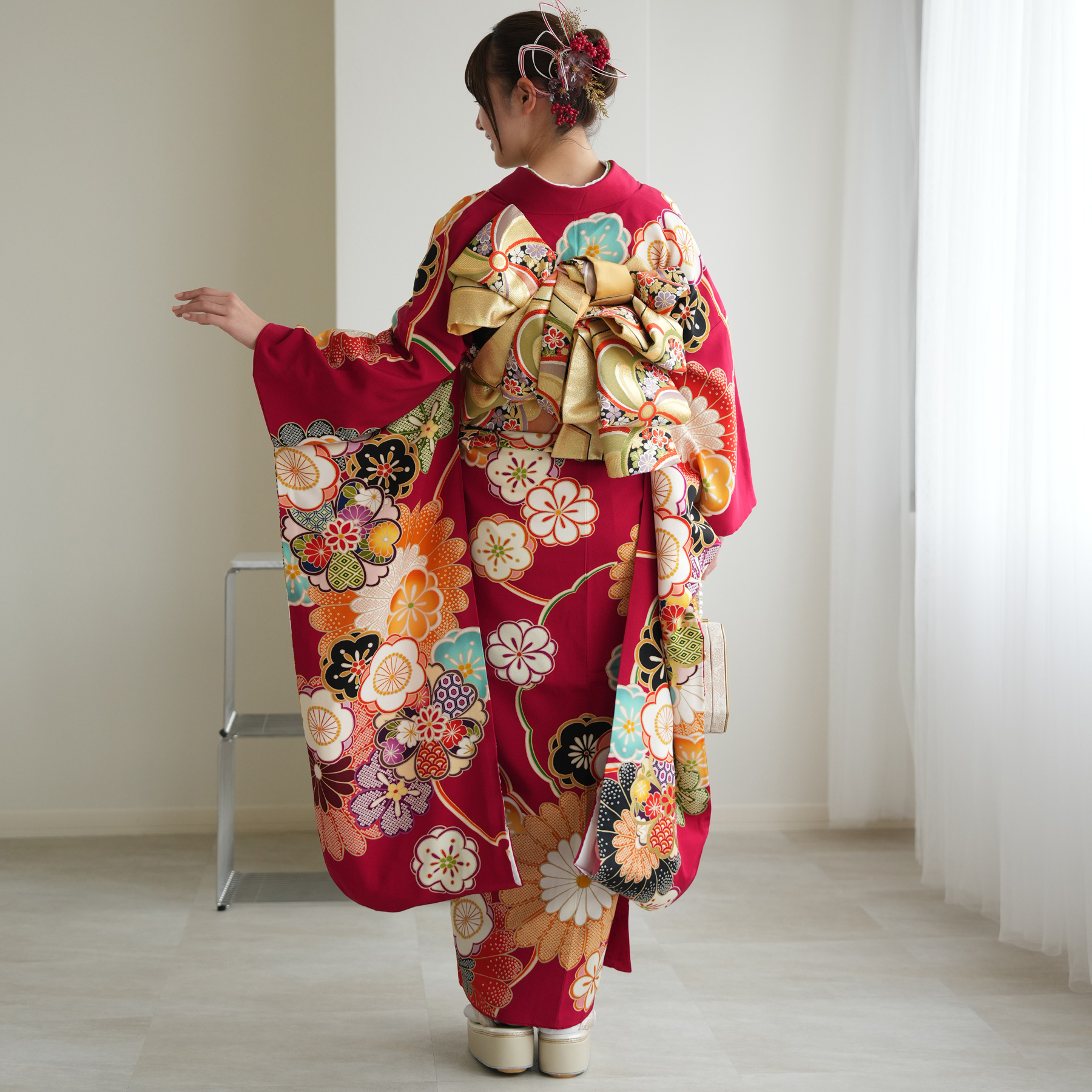 KN3880 振袖 身丈161cm 正絹 着物 成人式 KN3880 振袖 身丈161cm 正絹 着物 成人式