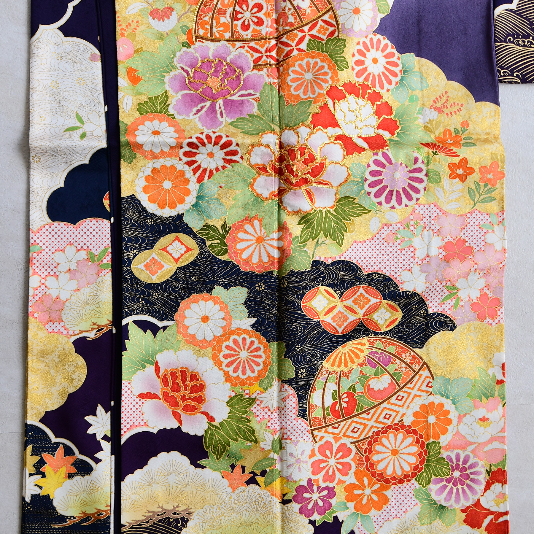 kana様　大特価！　421.花の妖精　振袖7点セット 正絹　フルセット　成人式 振袖 レンタル 成人式 21点セット レトロ 成人式セット 花 濃茶