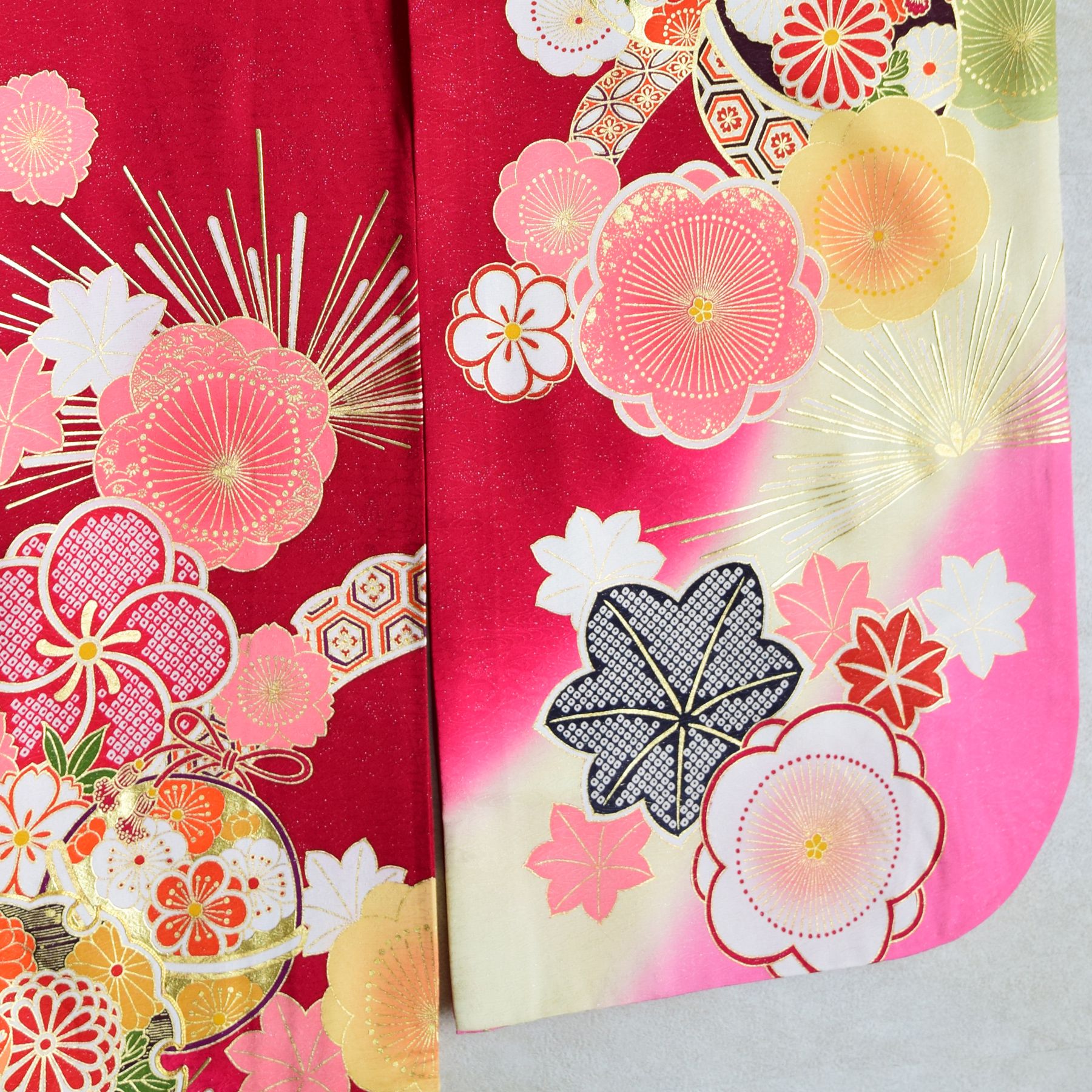 振袖 レンタル 成人式 21点セット レトロ 成人式セット 花 赤系 正絹