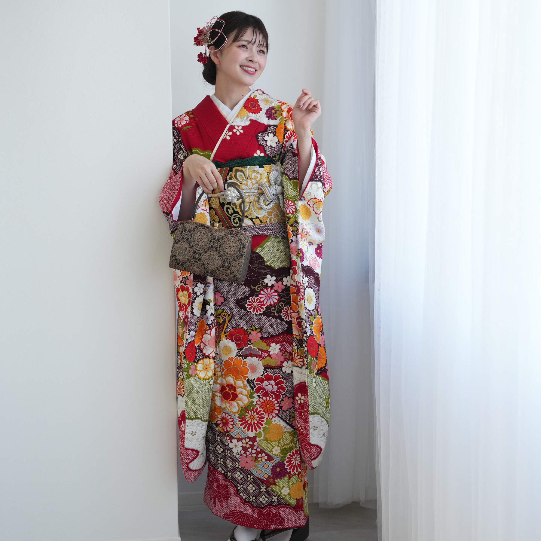 振袖 レンタル 成人式 21点セット レトロ 振袖セット 結婚式 結納 花