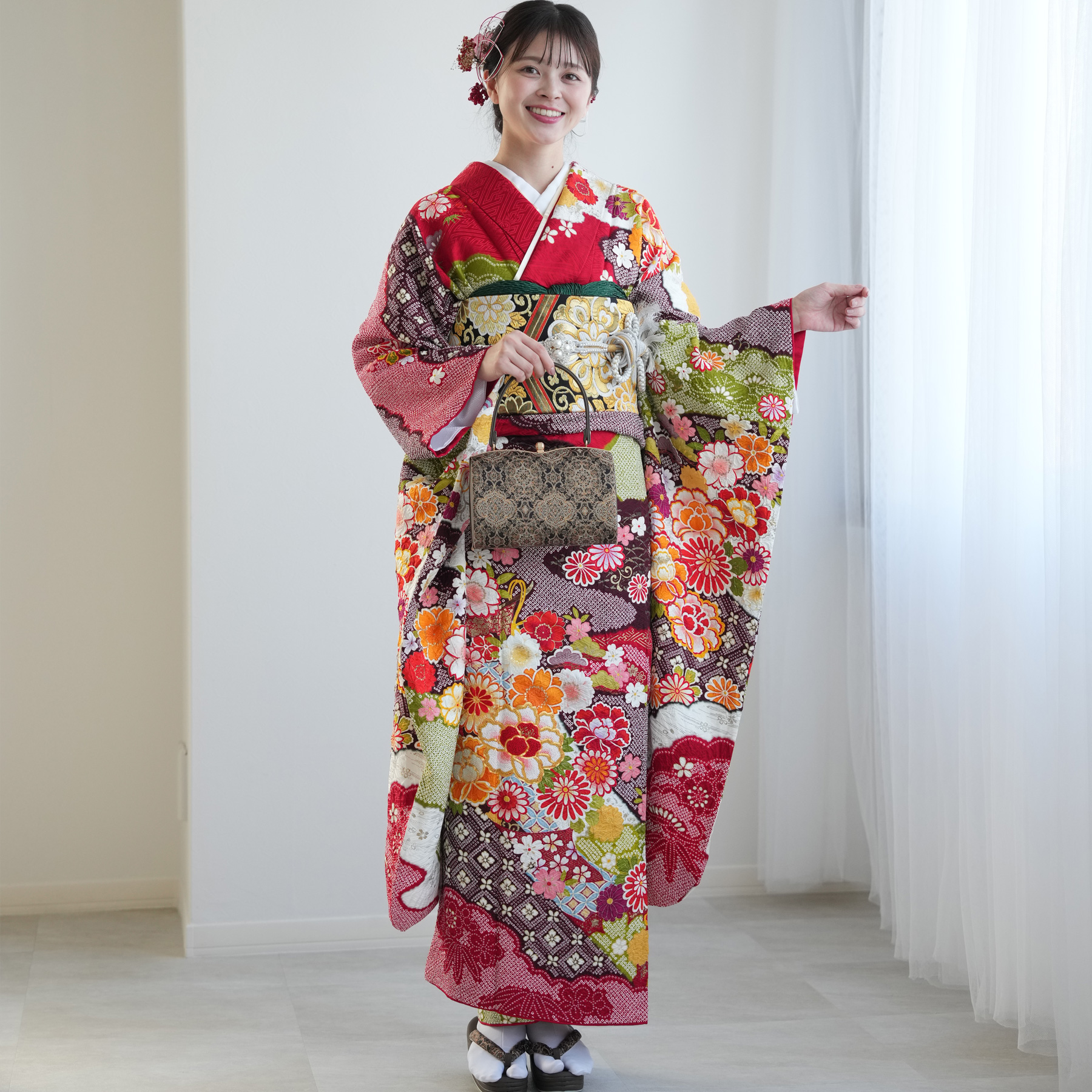 振袖 レンタル 成人式 21点セット レトロ 振袖セット 結婚式 結納 花
