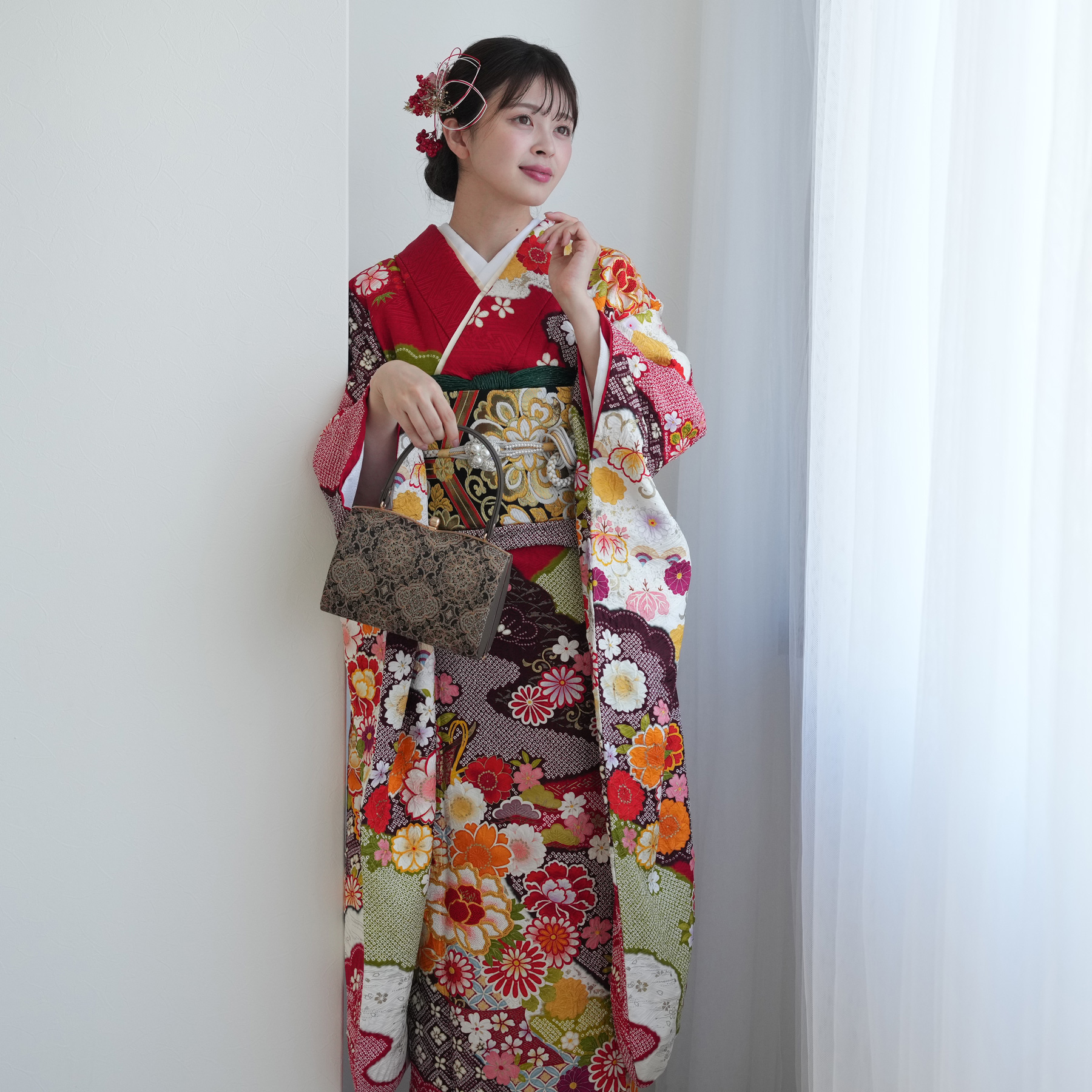振袖 レンタル 成人式 21点セット レトロ 振袖セット 結婚式 結納 花
