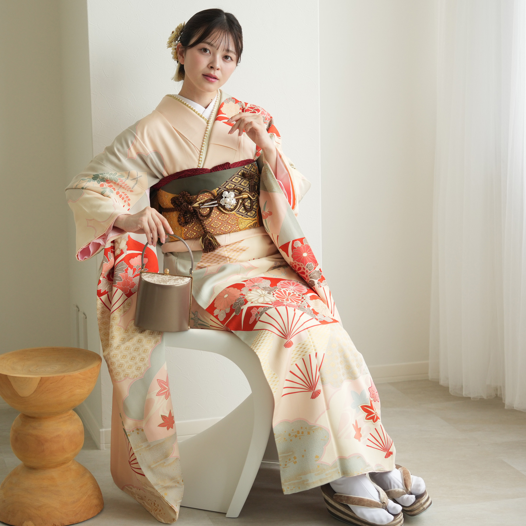 振袖 レンタル 成人式 21点セット レトロ 成人式セット 花 正絹