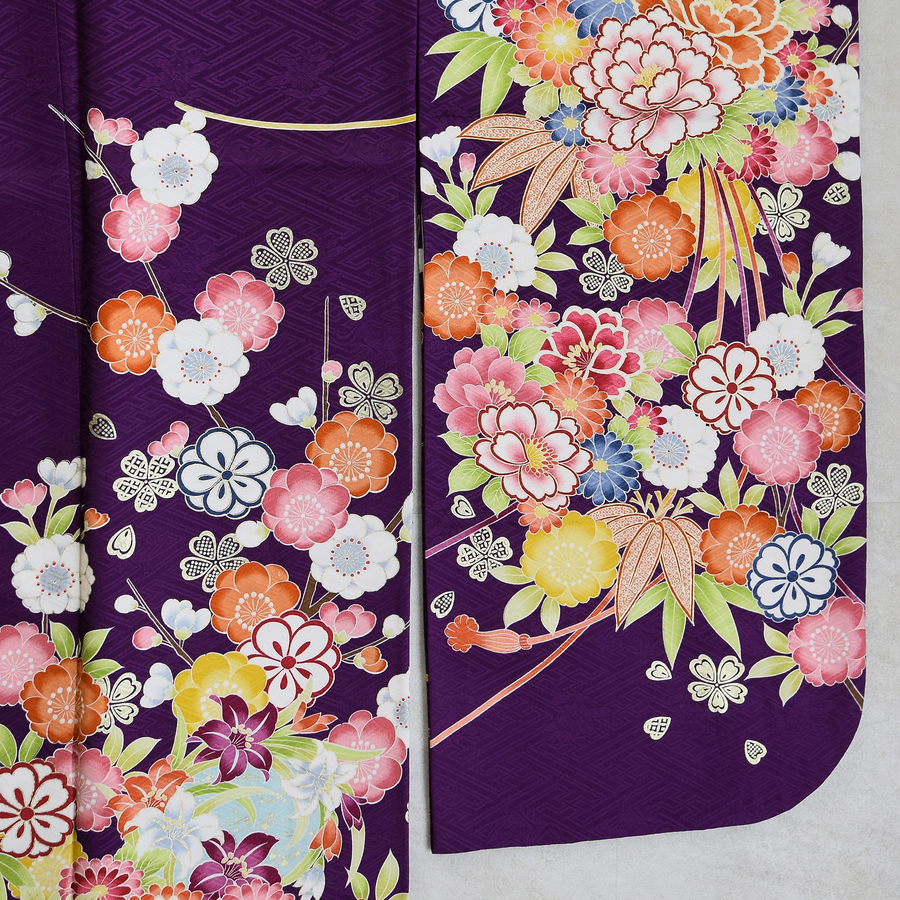 振袖 レンタル 成人式 21点セット レトロ 成人式セット 花 紫系 正絹