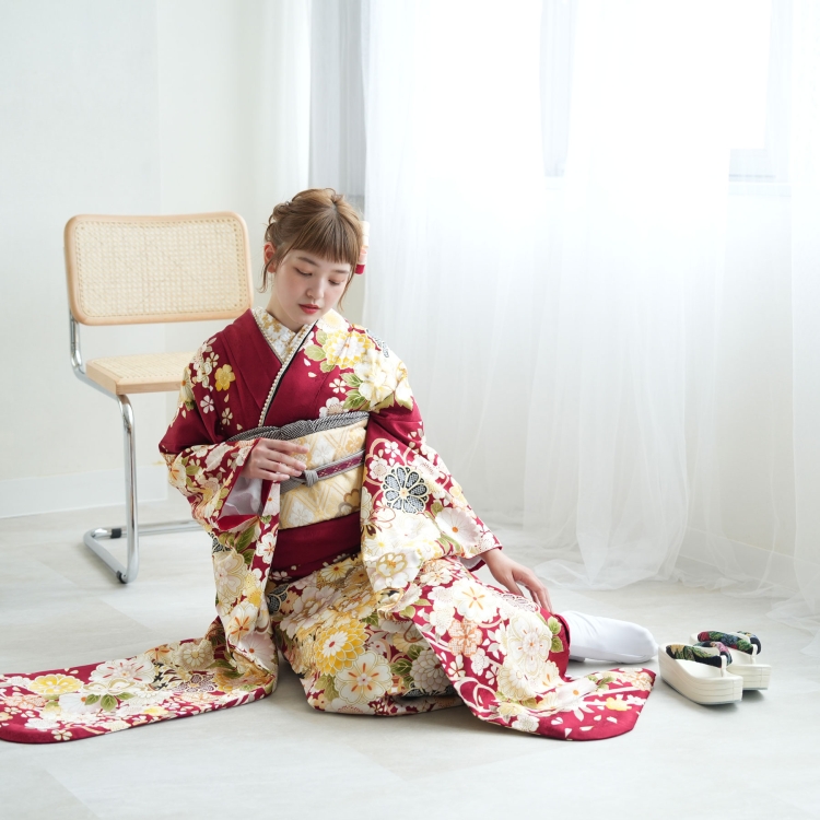 レンタル 振袖 成人式 結婚式 21点セット 古典柄 レトロ