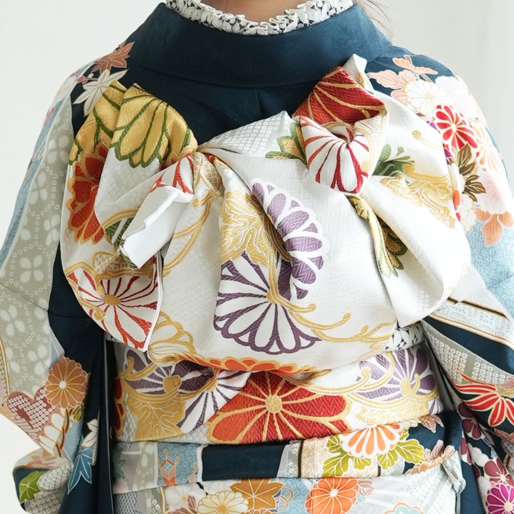 ✿お得✿ 振袖6点セット 古典柄 成人式 結婚式 レンタル 振袖 成人式 結婚式 21点セット 古典柄 レトロ 花 濃紺系