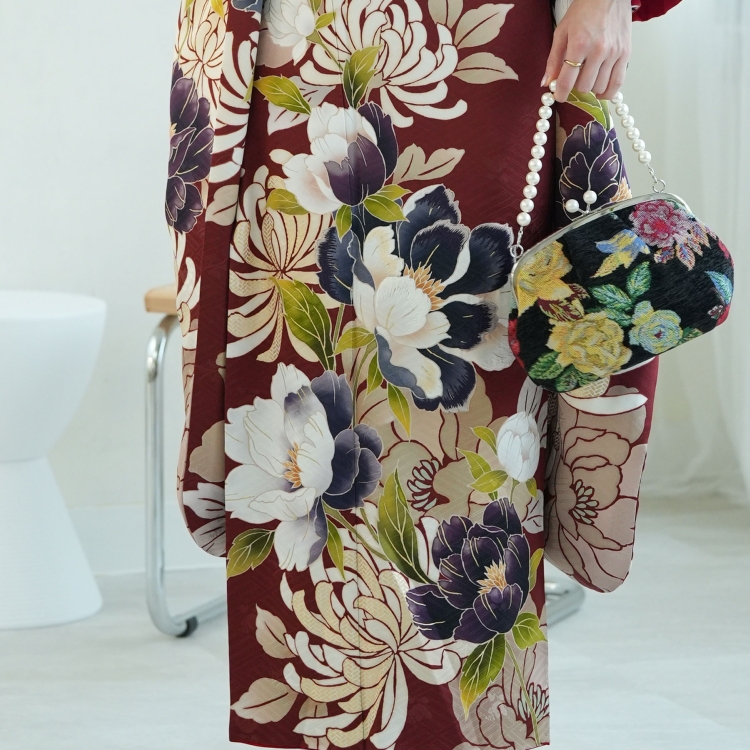 507z11☆人気！振袖 作家物 重ね衿付き 古典柄 牡丹 薄紫☆成人式結婚式 レンタル 振袖 成人式 結婚式 21点セット 古典柄 レトロ