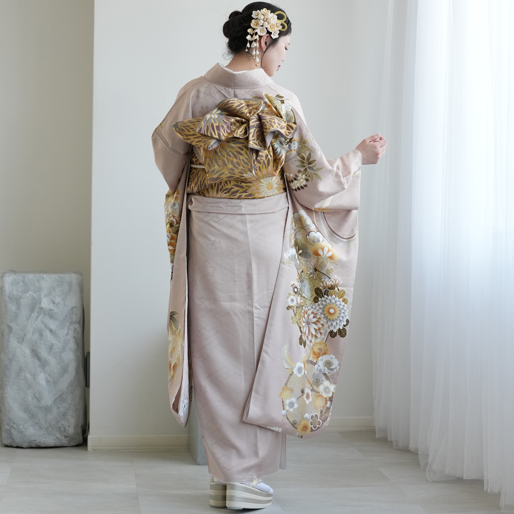 レンタル 振袖 成人式 結婚式 古典 レトロ アンティーク系 薄ピンク系