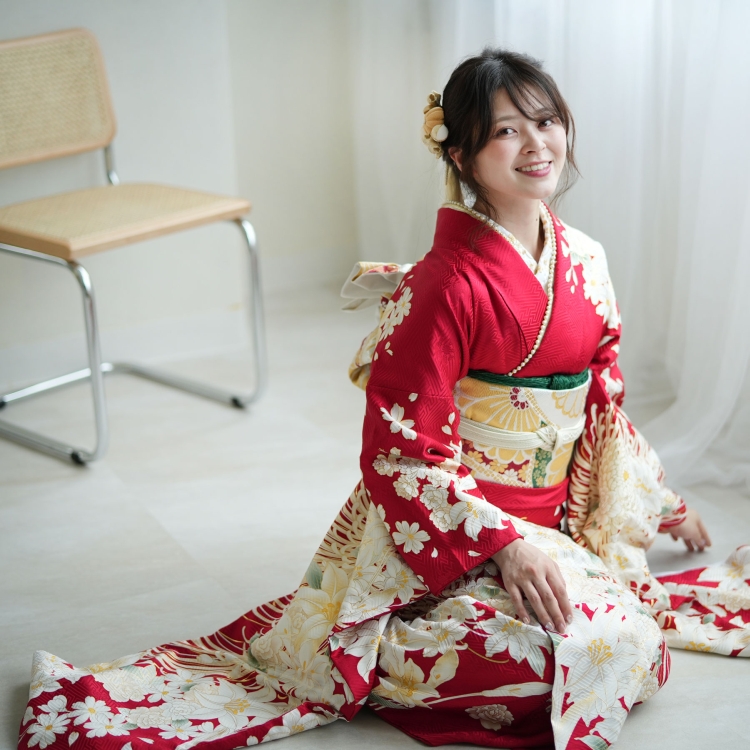 レンタル 振袖 成人式 21点セット 古典柄 レトロ アンティーク系 結婚
