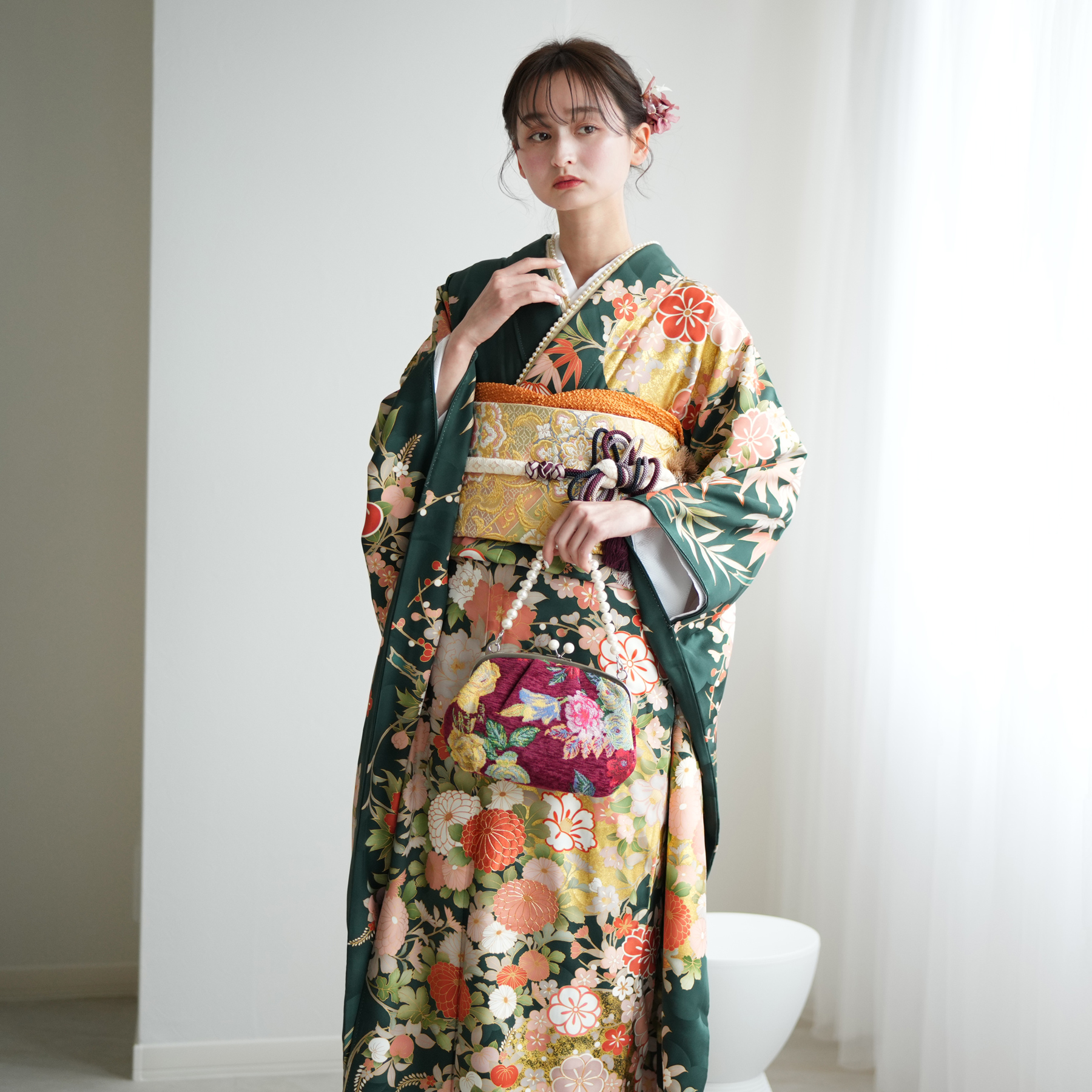 レンタル 振袖 成人式 フルセット 21点セット 絵羽 女性 結婚式 レトロ